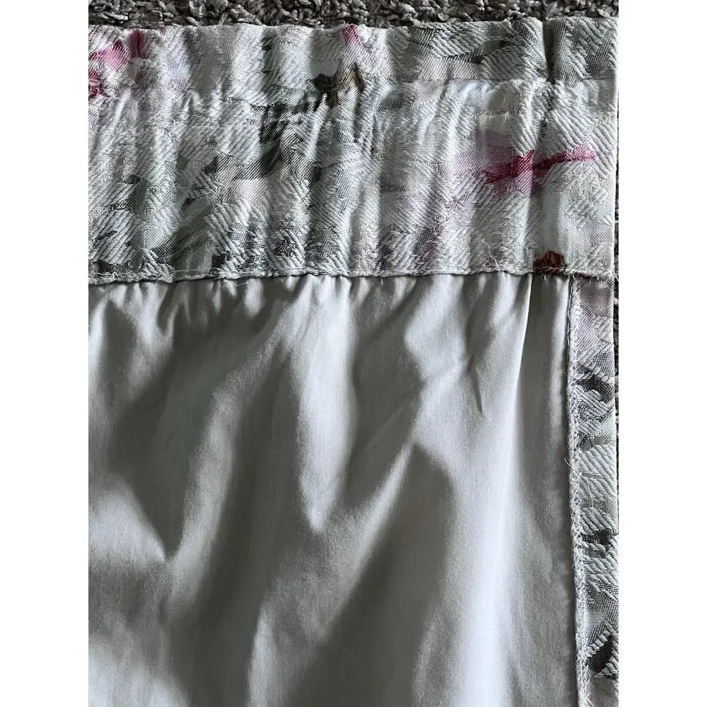 Cottage Rose Floral Jacquard Tapestry 2 Curtain Panels Lined Mint Green Pink 84